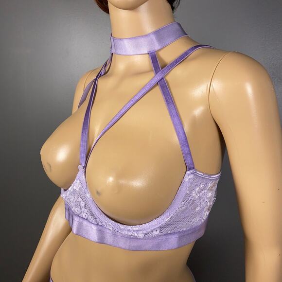 Exposed by Magic Silk Open Cup Crotchless Panties Garter Lingerie Small Medium - Picture 4 of 12